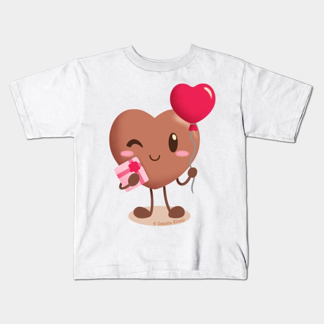 Lovely chocolates - Heart baloon Kids T-Shirt by SilveryDreams